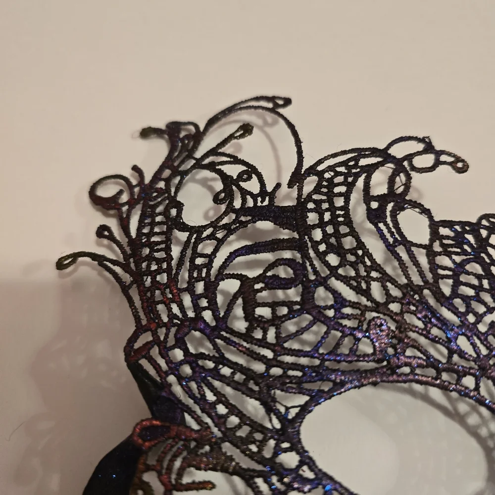 HANDCRAFTED Upcycled Lace Eye Mask HANDPAINTED Festival Mask Comic Con Sexy Fun